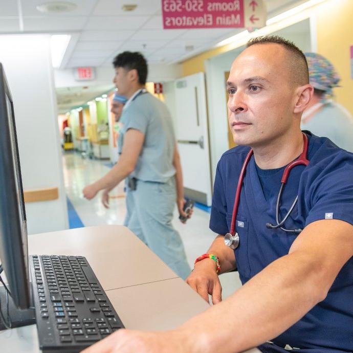 Man sitting at computer